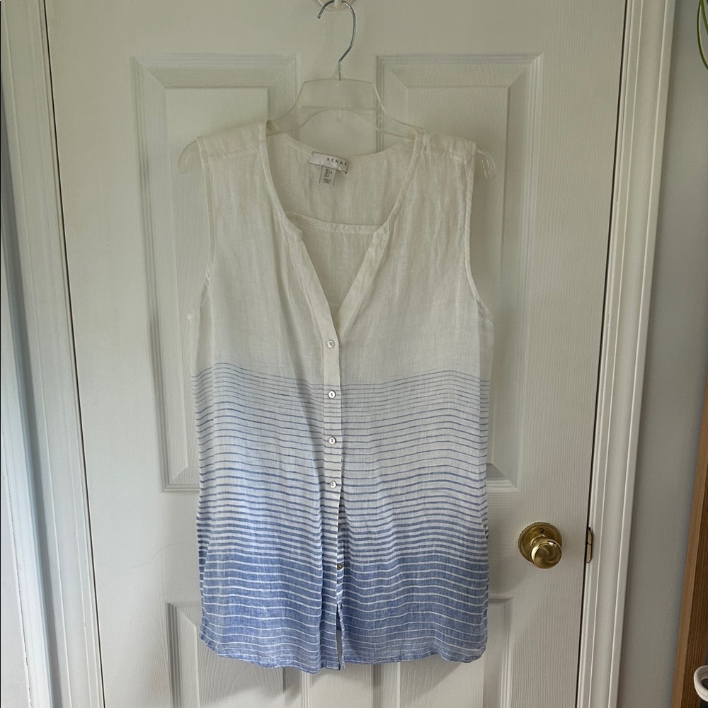 Sleeveless Blue and White Striped Top
